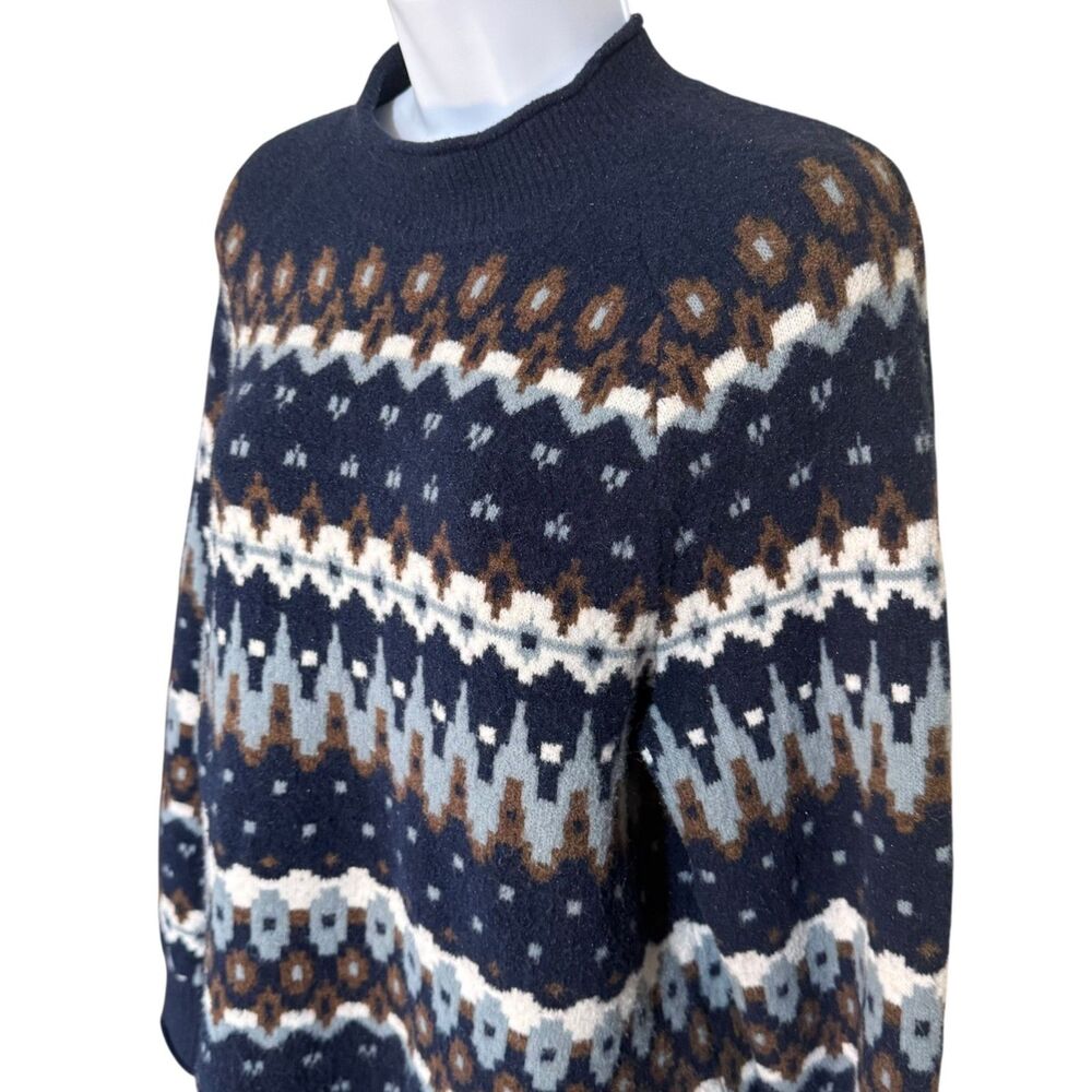 Banana Republic Sweater Womens L Wool Blend Fair Isle Funn Mock Funnel Crewneck